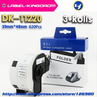 3 Rolls Generieke DK-11220 Label 39*48Mm 620Pcs Compatibel Voor Brother Label Printer QL-570/700/720 Alle komen Met Plastic Houder
