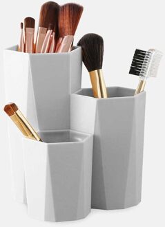 3 Roosters Cosmetische Make-Up Borstel Opbergdoos Tafel Organisator Make Up Gereedschap Pen Opslag Make Nagellak Cosmetische houder Doos grijs
