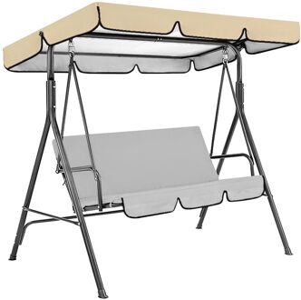 3-Seat Patio Swing Luifel Waterdicht Anti-Uv Outdoor Swing Stoel Top Cover Zon Onderdak Vervanging Met Opbergtas 75x52x6in Beige