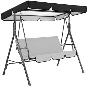 3-Seat Patio Swing Luifel Waterdicht Anti-Uv Outdoor Swing Stoel Top Cover Zon Onderdak Vervanging Met Opbergtas 75x52x6in zwart