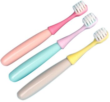 3 Sets Van 3-5 Jaar Oude Kleine Paddestoel Siliconen Borstel Hoofd Cartoon Superfijn Soft Haar Tandenborstel