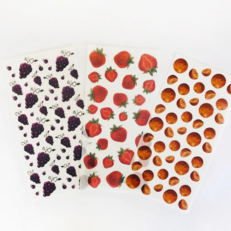 3 Sheets /Pack Fruit Smell Strawberry Grape Orange Decorative Album Diary Stickers