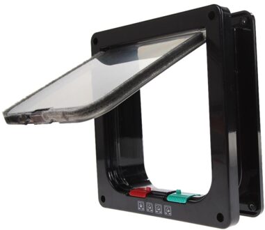 3 Size 4 Way Afsluitbare Hond Kat Kitten Deur Beveiliging Flap Deur Abs Plastic S/M/L Dier kleine Kat Hond Poort Deur Dierbenodigdheden zwart M