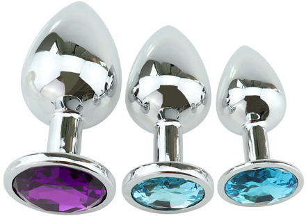 3 Size Adults Plug Anal With Jewelry Erotic Colorful Stainless Steel Butt Plug Anal Beads Crystal Stimulator Sex Toys Dildo