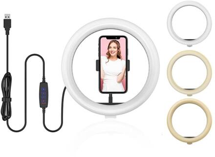 3 Size Led Ring Licht Led Licht Invullen Selfie Telefoon Vullen Licht Telefoon Houder Lamp Met Statief Beugel 8 ''/10''/12" 10duim
