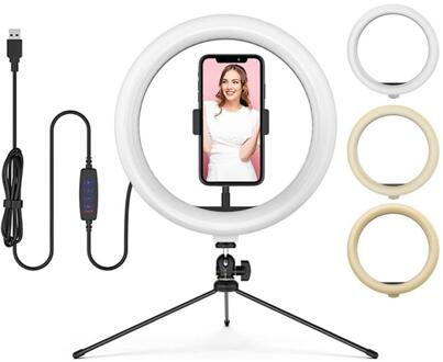 3 Size Led Ring Licht Led Licht Invullen Selfie Telefoon Vullen Licht Telefoon Houder Lamp Met Statief Beugel 8 ''/10''/12" 12duim met statief