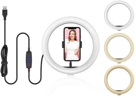 3 Size Led Ring Licht Led Licht Invullen Selfie Telefoon Vullen Licht Telefoon Houder Lamp Met Statief Beugel 8 ''/10''/12" 8duim