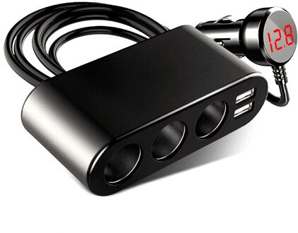 3 Slot Socket Adapter Plug Dual Usb-poort 5V 3.1A Fast Car Charger 12 V-24 V Universele met Data Display voor Telefoon