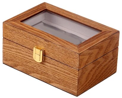 3 Slots Houten Horloge Vitrine, Glas Overgoten Houten Horloge Vitrine Horloge Sieraden Organizer houtkleur