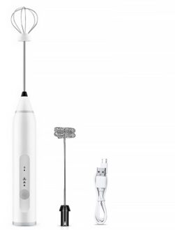 ! 3-Snelheden Eiklopper Koffie Melk Drinken Garde Mixer Eierklopper Frother Stirrer Usb Oplaadbare Handheld Voedsel Blender Klop wit