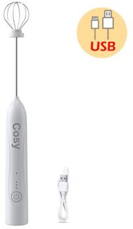 3-Snelheden Elektrische Eieren Beater Garde Roerder Koffie Melk Drinken Frother Foamer Mixer Usb Oplaadbare Handheld Voedsel Blender Klop wit