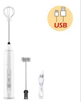 3-Speed Elektrische Eiklopper Keuken Gereedschap Oplaadbare Koffie Mixer Houvast Melk Shaker Maker Frother Foamer Voedsel Blender Klop wit