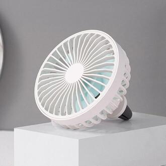 3 Speed Mini Usb Desktop Ventilator Elektrische Auto Auto Air Vent Clip Outlet Fan Mini Led Licht 4 Blade Fit voor De Meeste Modellen Van Voertuigen wit