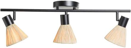 3-spot Raffia E14 - Beige/zwart Metaal - 21x66x11 Cm - Metaal/Papier - Beige#Zwart