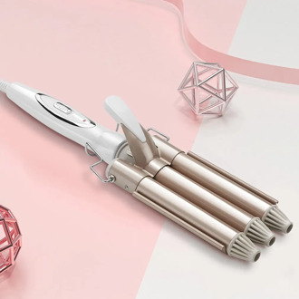 3-stick Hair Roll Head 3-tube Egg Roll Hair Stick Water Ripple Large Curling Iron Hair Curler Electric Cn(origin) Lescolton Gold