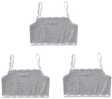 3 Stk/partij Kids Ondergoed Model 100% Katoen Meisjes Tank Top Candy Kleur Hemd Meisjes Vest 8-14years grijs