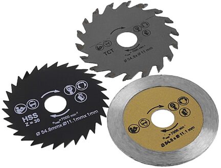3 Stks Cirkelzaagblad Doorslijpschijf HSS Cutter Disc voor Mini Boor Gereedschap Hout Boren Gereedschap Out Diameter 54.8mm-Y103