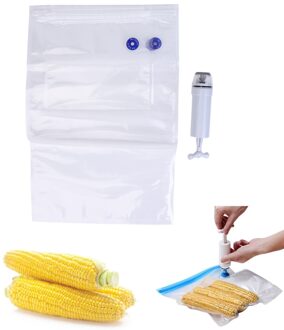 3 stks Herbruikbare Air Vacuüm Voedsel Zakken Ruimte Spaarder Opslag Seal Bag + Handpomp