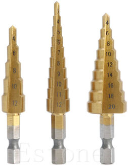 3 Stks HSS 4241 Staal Stap Cone Titanium Coated Boor Cut Tool Hole Cutter Set