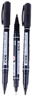 3 stks/pak Twin Tip Permanente Markers, Fijne Punt, (Zwart, Blauw, Rood) Inkt, 0.5mm-1mm 3stk zwart