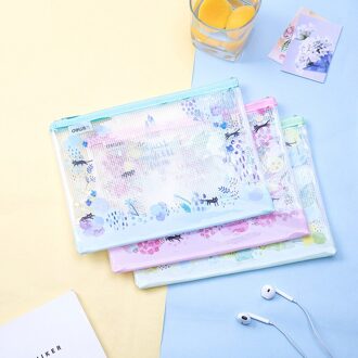 3 Stks/partij Creatieve Mesh Plastic Map Tas Leuke Kleine Kat Document Bestand Papieren Rits Zak Vulling Kantoor Schoolbenodigdheden A5 willekeurig kleur