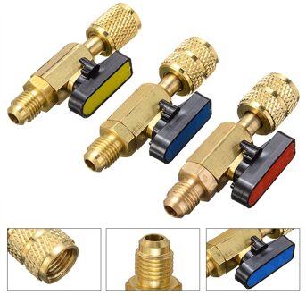 3 stks/partij HVAC Gereedschap Meters 3 Kleur R410A Kleppen Koelmiddel Adapter AC Opladen Slangen Messing Mayitr Rechte Kogelkranen