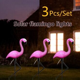 3 Stks/partij Led Solar Flamingo Stake Lights Waterdichte Solar Tuinverlichting Voor Outdoor Pathway Path Yard Decoratie