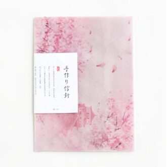 3 stks/partij Romantische Sakura Doorschijnend Envelop Bericht Kaart Brief Stationaire Opslag Papier Voor Chinese Stijl Enveloppen 03