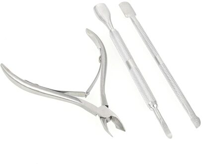 3 stks/partij Rvs Nail Manicure Set Cuticle Schaar Pusher Remover Cutter Nipper Clipper Nagellak Manicure Gereedschap