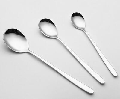 3 stks roestvrij stalen lepel lange steel leuke ronde metalen lepel koffie lepel