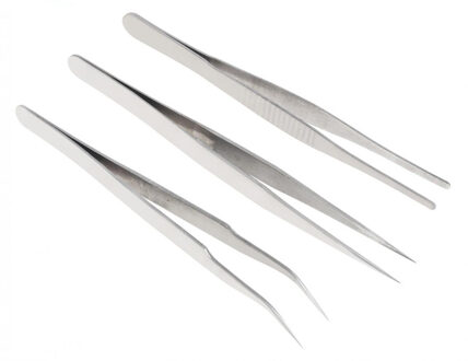 3 Stks/set 1.2Mm Rvs Elektronische Pincet Rechte Elleboog Schuren Tweezer Set Pvc Verpakking