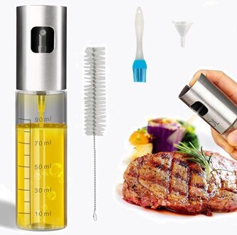 3 stks/set 100ml Glas Olijfolie Spuit Lege Fles Olie Dispenser met Reinigingsborstel voor Koken Salade Picknick BBQ gereedschap