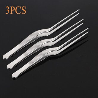 3 Stks/set 14Cm Mini Professionele Chef Plating Tweezer Tang Serveren Presentatie Rvs Offset Chef Keuken Tool