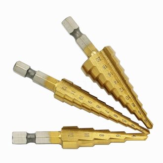 3 stks/set (3-12mm/4-12mm/4-20mm) stap Core Kegel Hole Cutter HSS Staal Titanium Boor Sets Gereedschappen Voor Staal Hout Metaal Boren