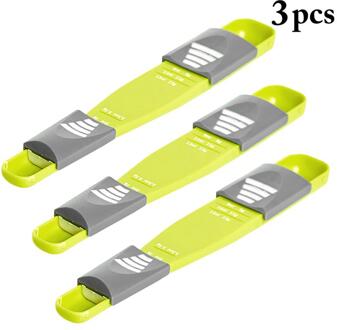 3 Stks/set Ajustable Keuken Maatlepel Met Schaal Siliconen Meten Pollepel Bakken Koken Keuken Vloeibare Kruiden Tool