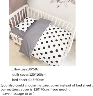 3 Stks/set Alle Katoenen Baby Beddengoed Set Pasgeborenen Crib Bedding Baby Jongens Meisjes Beddengoed Kit Dekbedovertrek Hoeslaken kussensloop dots
