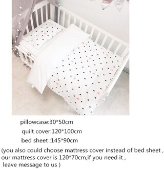 3 Stks/set Alle Katoenen Baby Beddengoed Set Pasgeborenen Crib Bedding Baby Jongens Meisjes Beddengoed Kit Dekbedovertrek Hoeslaken kussensloop hearts