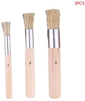 3 Stks/set Aquarel Olieverf Stencil Borstel Verschillende Grootte Houten Handvat Penselen Art Supplies