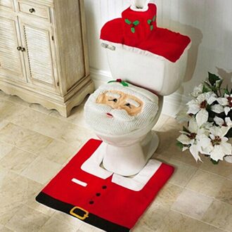 3 Stks/set Christmas Santa Toilet Seat Cover Anti-Slip Mat Badkamer Toliet Tapijt Kerst Decoratie Voor Thuis Nieuwjaar mat