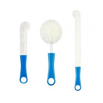 3 Stks/set Clean Brush Tool Set Voor Brush Tool Metalen Wijn Decanter Cup Container Reinigers Cleaning Kit Blauw