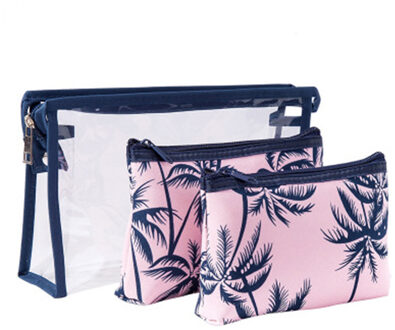 3 Stks/set Dames Mode Cosmetische Tas Toevallige Gedrukt Make-Up Tas Pouch Vrouwen Toilettas Organisator Waterproof Case Bag Roze