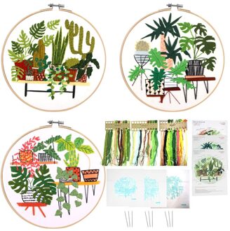 3 Stks/set Diy Bloem Patroon Gedrukt Kit Borduurwerk Hoepel Kruissteek Handwerken Handgemaakte Naaien Ambachtelijke Kunst Schilderen reeks 1