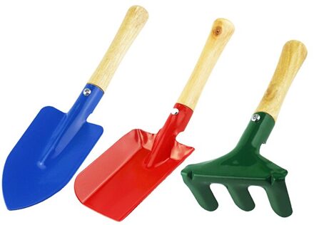 3 Stks/set Driedelige Mini Metalen Schop Hark Planten Gereedschap Combinatie Thuis Tuingereedschap Set Balkon Mini Graven Suits Donkergrijs