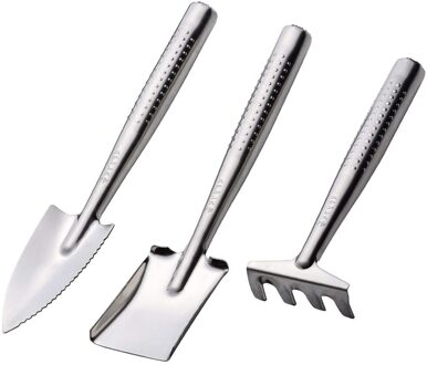 3 Stks/set Driedelige Mini Metalen Schop Hark Planten Gereedschap Combinatie Thuis Tuingereedschap Set Balkon Mini Graven Suits leger groen