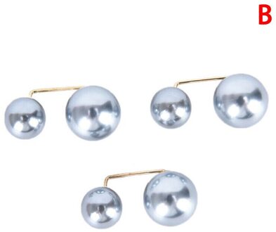 3 Stks/set Dubbele Pearl Pins Voor Vrouwen Veiligheid Pin Broche Vrouwelijke Kleding Accessoires Gesimuleerde Pearl Knit Shirt Broches Sieraden zilver grijs kleur