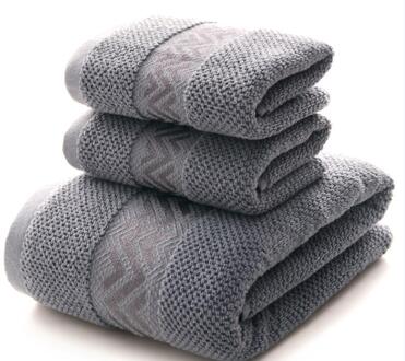 3 Stks/set Effen Kleur 100% Katoenen Handdoek Set 1Pc Badhanddoek Voor Volwassenen 2 Stuks Gezicht Handdoek toallas Zomer Handdoek Set grijs