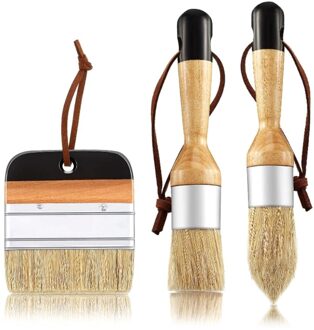 3 Stks/set Ergonomisch Handvat Krijt Wax Penselen Varkenshaar Stencil Brush Tool
