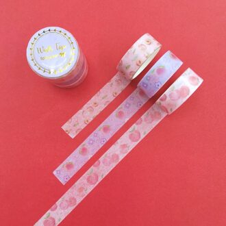 3 Stks/set Geur Washi Tape Set Perzik Leuke Zoete Meisje Scrapbooking Fruit Thema Afplakband Diy Adhesive Deco tape