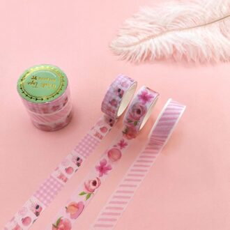 3 Stks/set Geur Washi Tape Set Perzik Leuke Zoete Meisje Scrapbooking Fruit Thema Afplakband Diy Adhesive Deco tape