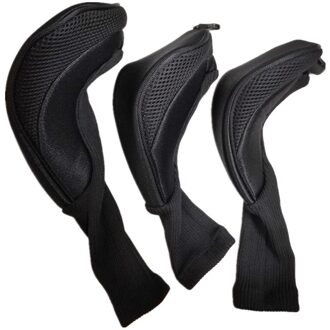 3 Stks/set Golf Hoofd Covers Driver 1 3 5 Fairway Woods Headcovers Voor Golf Club Fits All Fairway En Driver clubs zwart